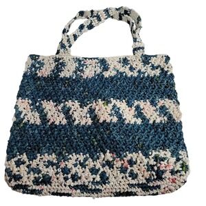 Handmade Crocheted Shopping Bag Recycled Plastic Grocery Bags 19"x17" Upcycle